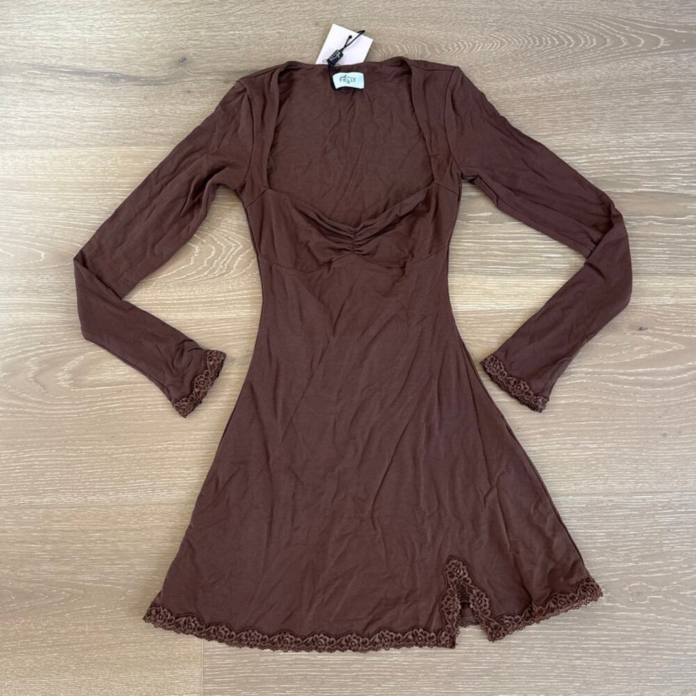 Oh Polly Mini Dress Long Sleeves Luella Size XS Brown